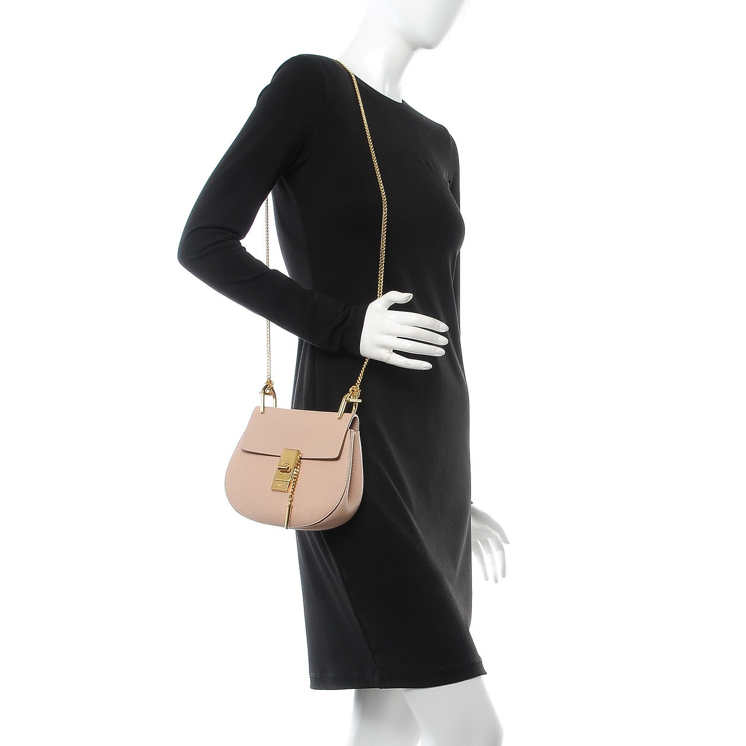 Chloe Grained Lambskin Mini Drew Shoulder Bag Cement Pink 2 of 6