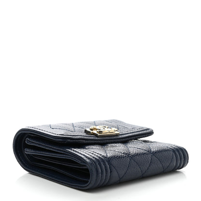 Chanel Caviar Quilted Compact Boy Wallet Blue 4 of 9