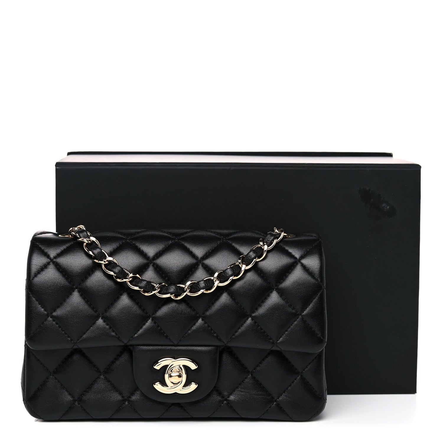 Chanel Lambskin Quilted Mini Rectangular Flap Black 13 of 13