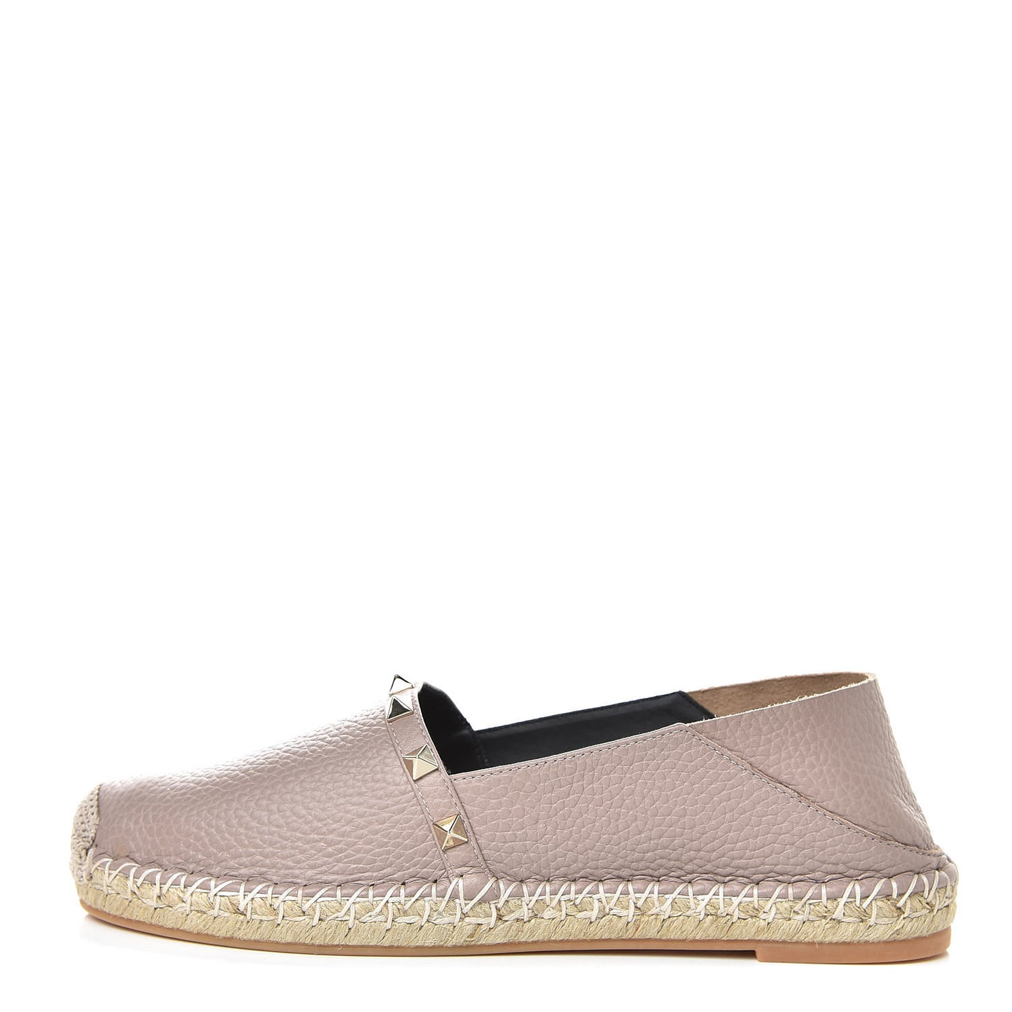 Pebbled Calfskin Rockstud Espadrilles 38 Poudre