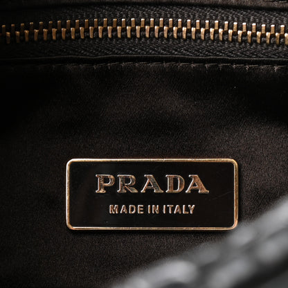 Prada Calfskin Crocodile Embossed Satchel Black 7 of 10