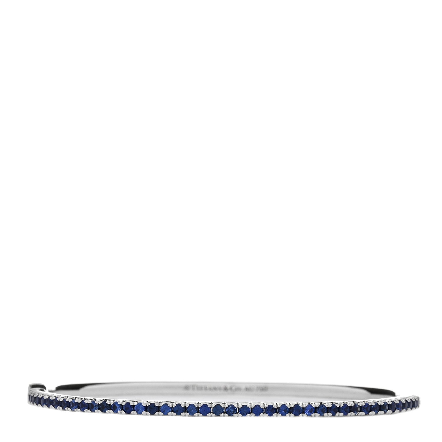 Tiffany 18K White Gold Blue Sapphire Metro Bangle Bracelet 1 of 4
