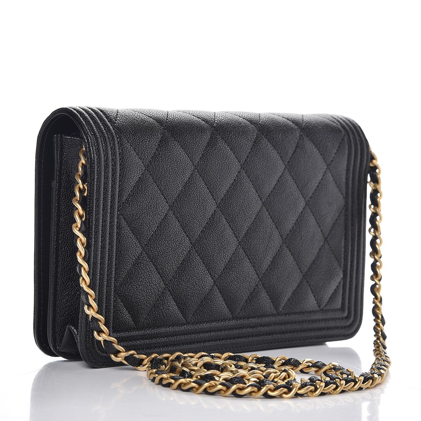 Caviar Quilted Boy Wallet On Chain WOC Black