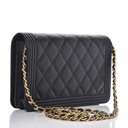 Chanel Caviar Quilted Boy Wallet On Chain WOC Black 3 of 9