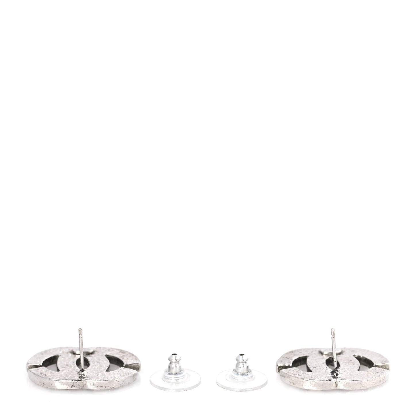 Crystal Baguette CC Earrings Silver