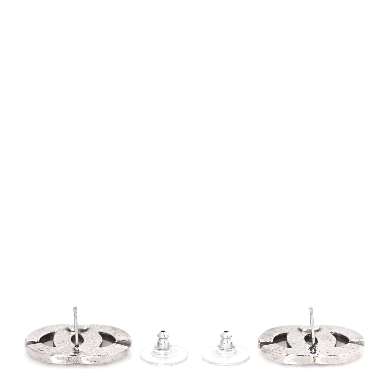 Chanel Crystal Baguette CC Earrings Silver 3 of 4