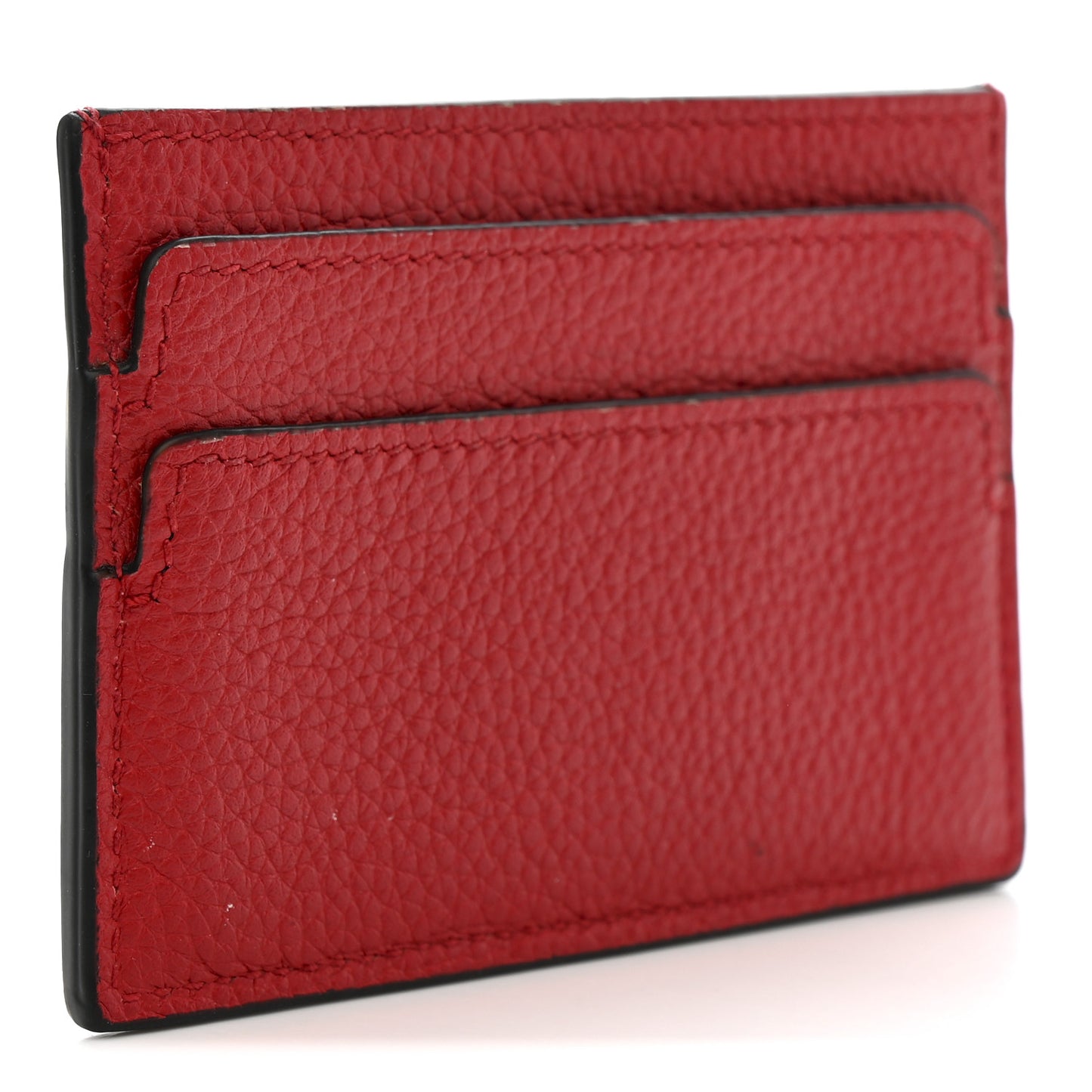 Calfskin Skull Card Holder Scarlet Red