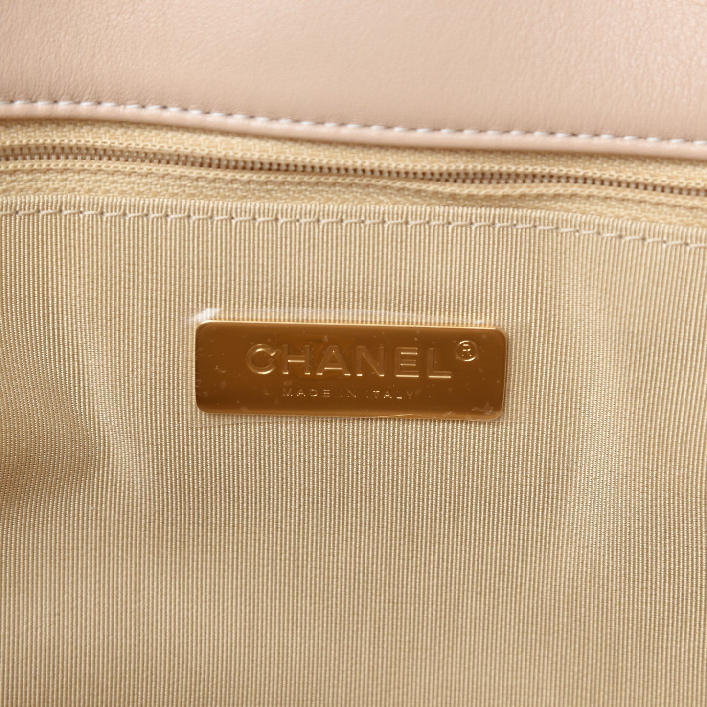 Lambskin Quilted Maxi Chanel 19 Flap Light Beige