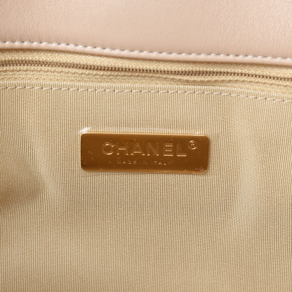 Chanel Lambskin Quilted Maxi Chanel 19 Flap Light Beige 10 of 13