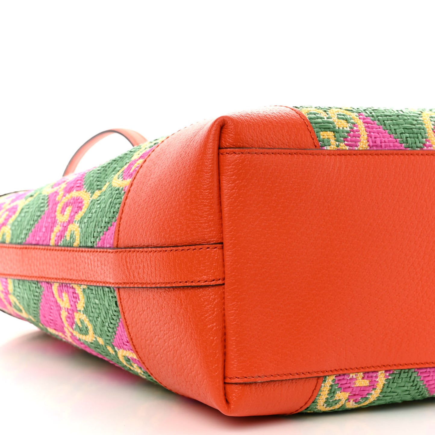 Straw Textured Dollar Calfskin Hawaii Medium Ophidia Shopping Tote New Shamarock Magenta Bright Yellow Deep Orange Peanut Brown