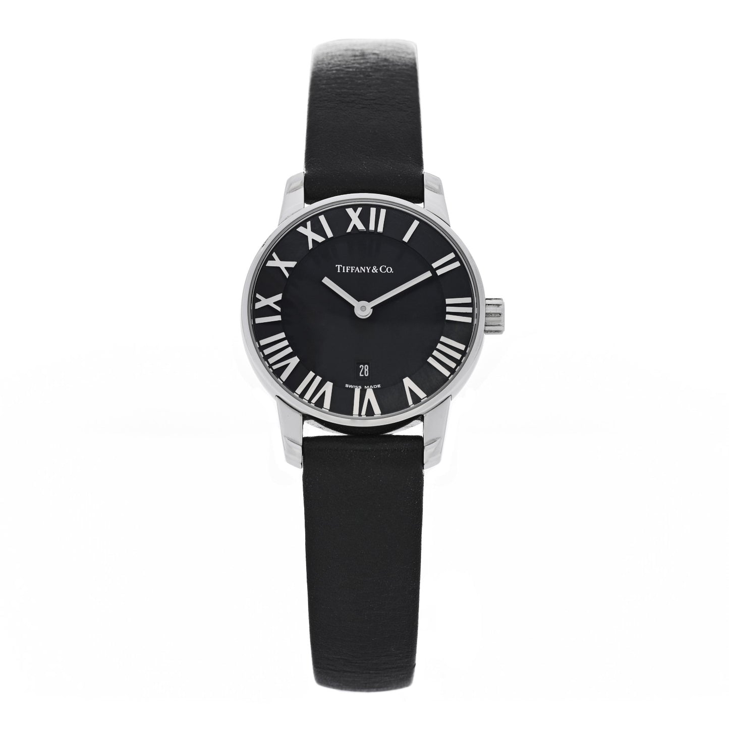 Stainless Steel Calfskin 29mm Atlas 2-Hand Quartz Watch Black