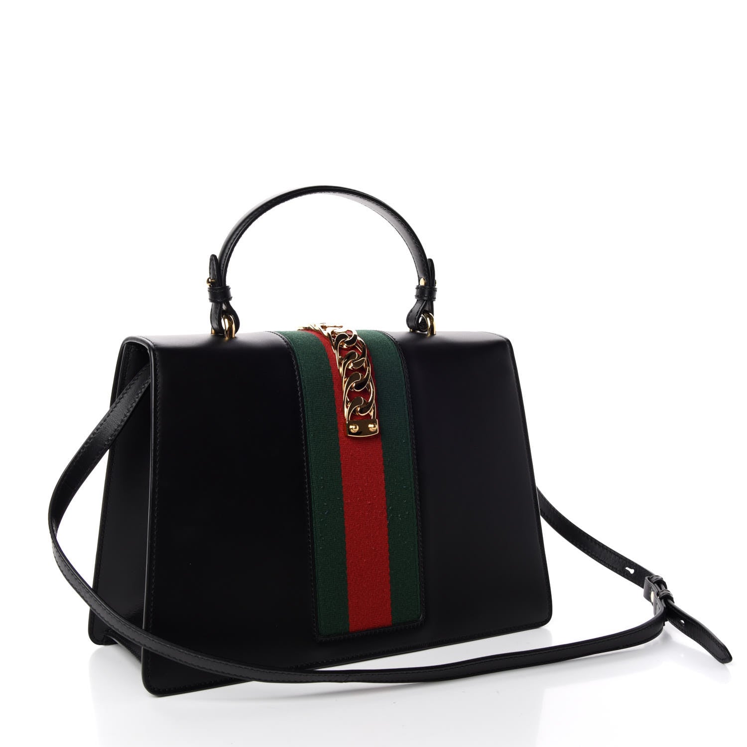 Gucci Calfskin Medium Sylvie Top Handle Bag Black 3 of 9