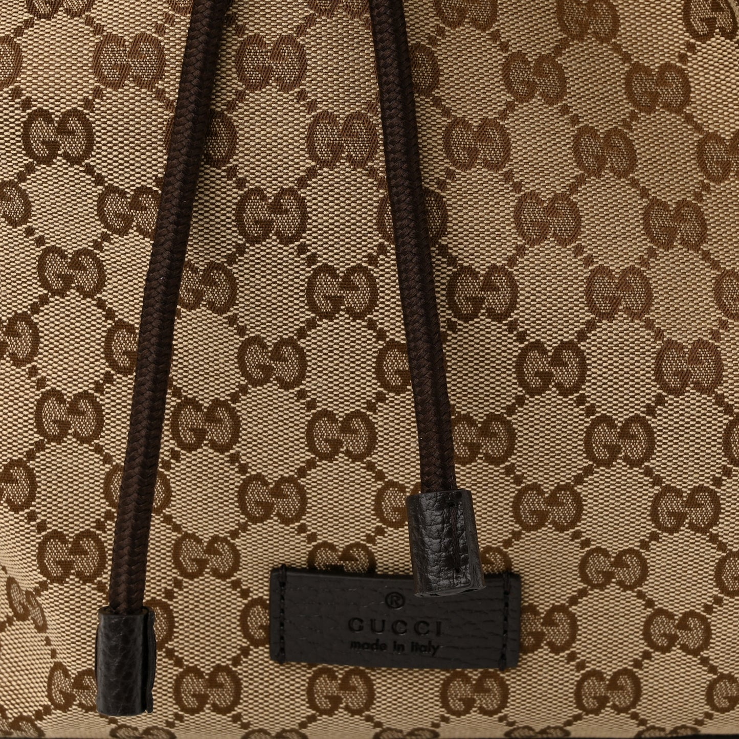 Monogram Dollar Calfskin O Drawstring Backpack Beige Ebony Testa di Moro Dark Chocolate
