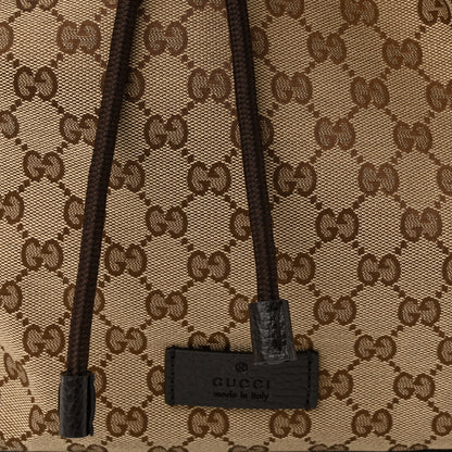 Gucci Monogram Dollar Calfskin O Drawstring Backpack Beige Ebony Testa di Moro Dark Chocolate 7 of 9