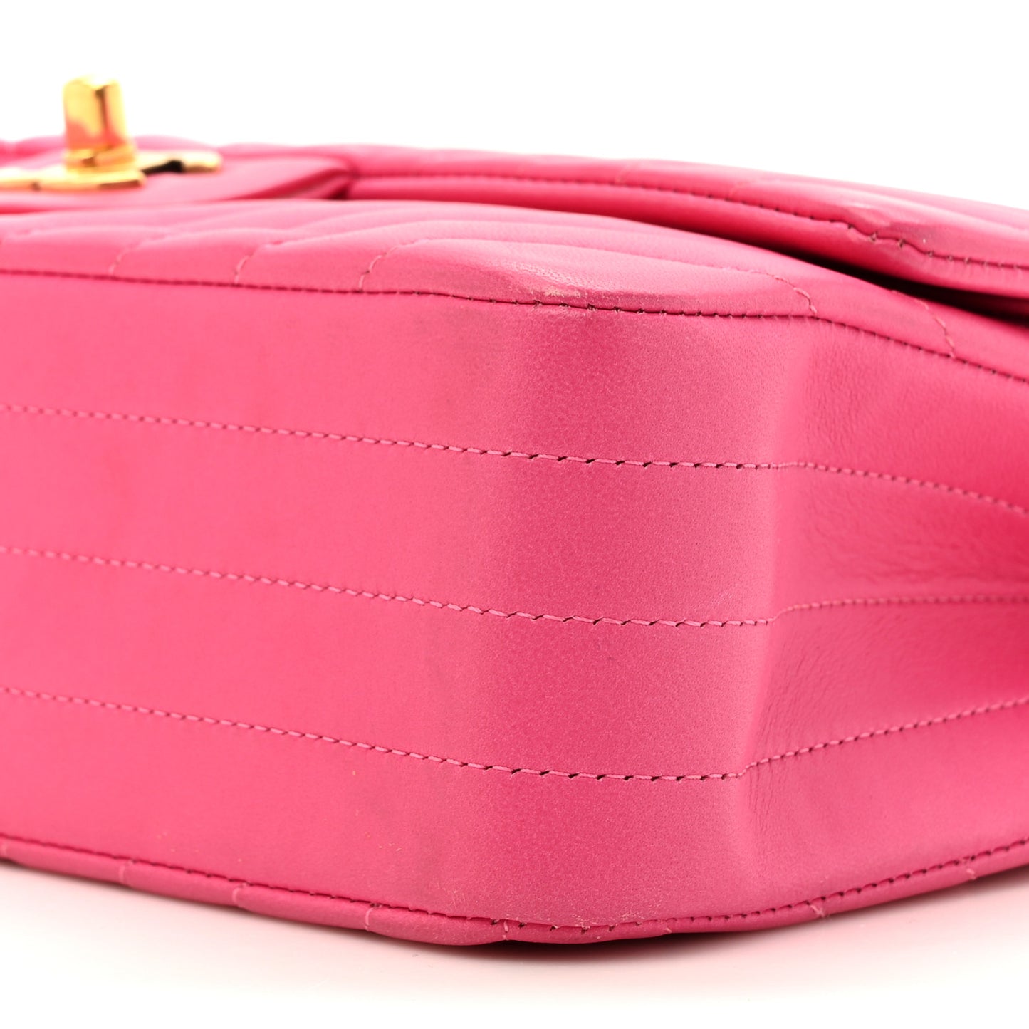 Lambskin Chevron Quilted Medium Double Flap Pink