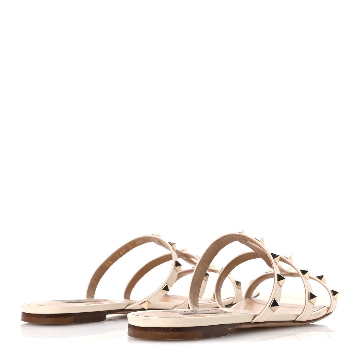 Valentino Garavani Nappa Rockstud Caged Flat Slide Sandals 40 Light Ivory 5 of 9