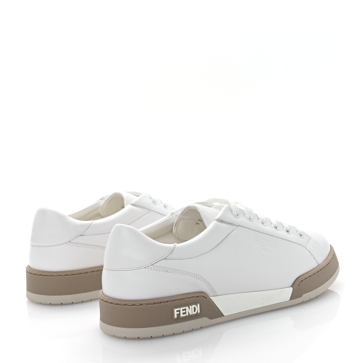 Fendi Calfskin Mens Fendi Match Low Top Sneakers 10.5 White Beige 4 of 8