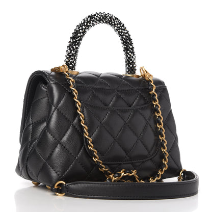 Chanel Calfskin Strass Quilted Extra Mini Coco Handle Flap Dark Silver 3 of 11