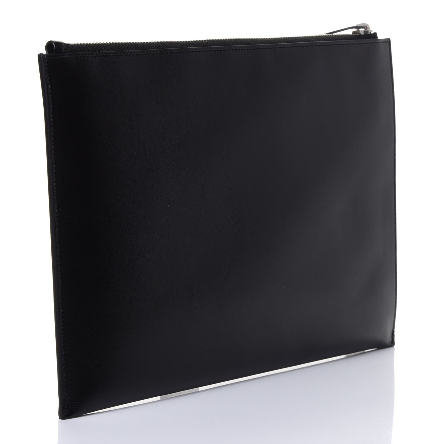 Calfskin Logo Zipped Tablet Pouch Black