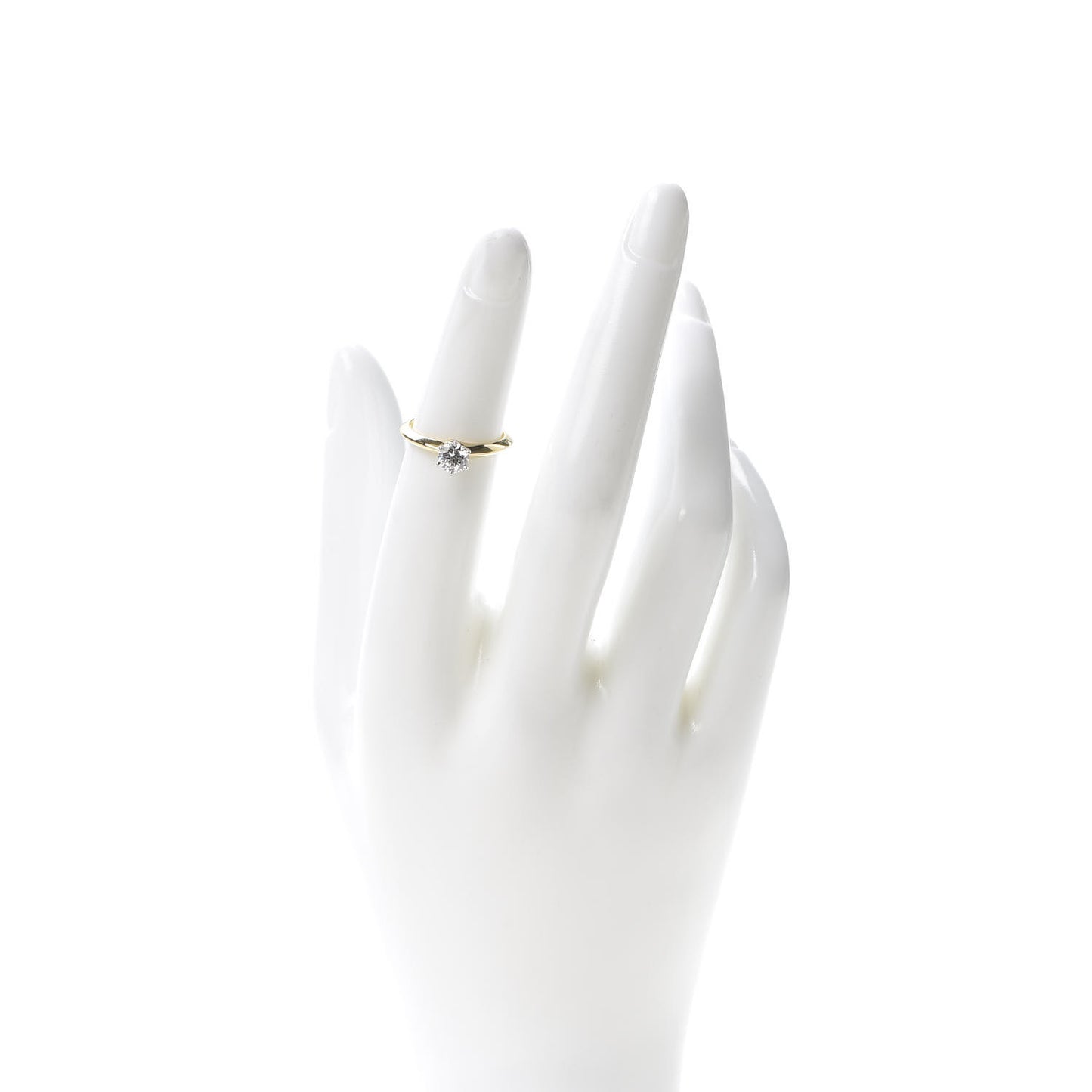 18K Yellow Gold Platinum Diamond .45ct Solitaire Engagement Ring 48 4.5
