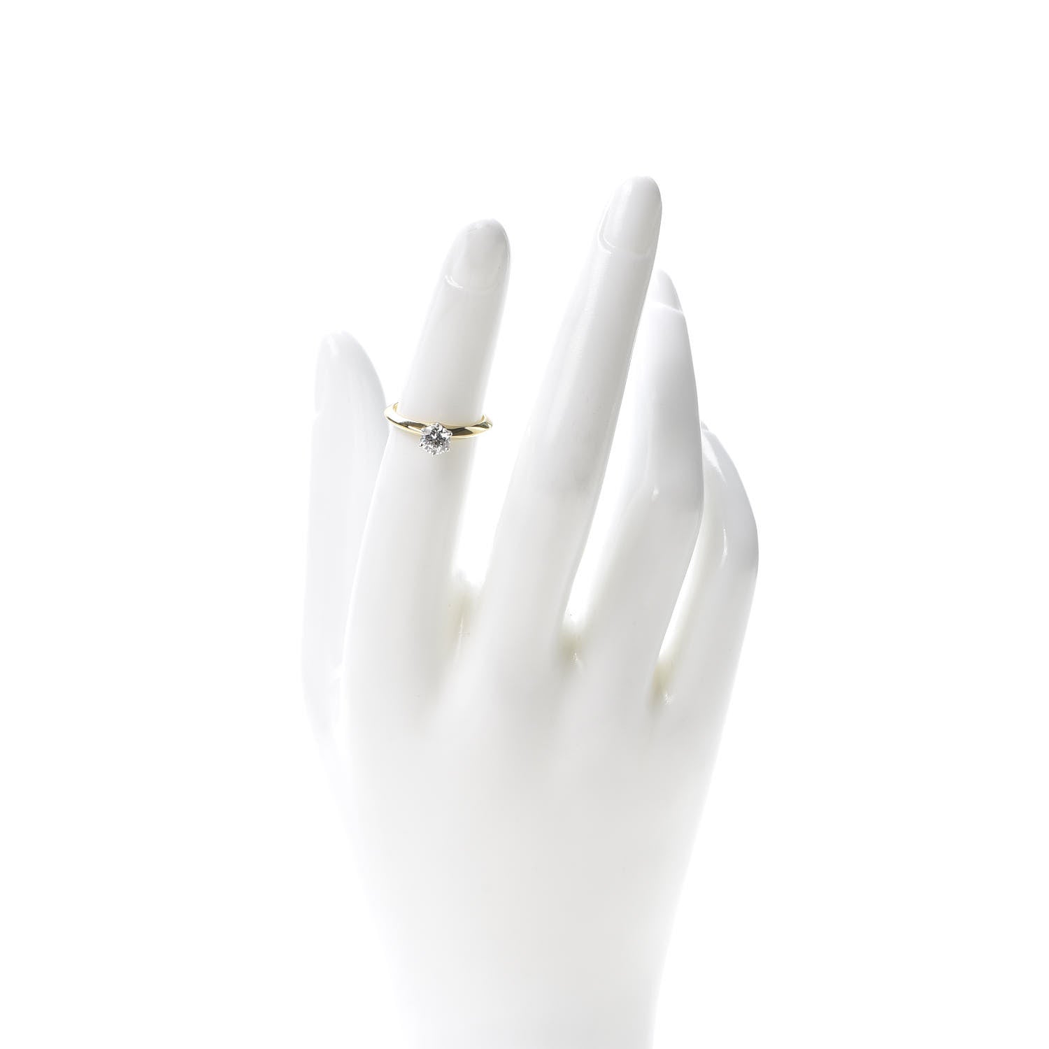 Tiffany 18K Yellow Gold Platinum Diamond .45ct Solitaire Engagement Ring 48 4.5 2 of 5
