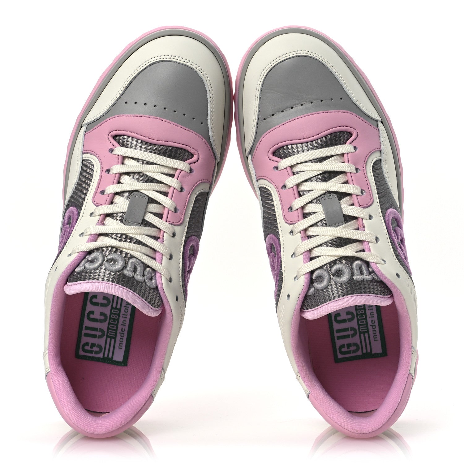 Gucci Dali Soft Calfskin Womens Mac80 Sneakers 37 Off White Grey Sky Light Rose 2 of 11
