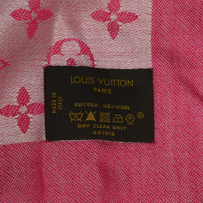Louis Vuitton Silk Wool Monogram Denim Shawl Pivoine 5 of 5
