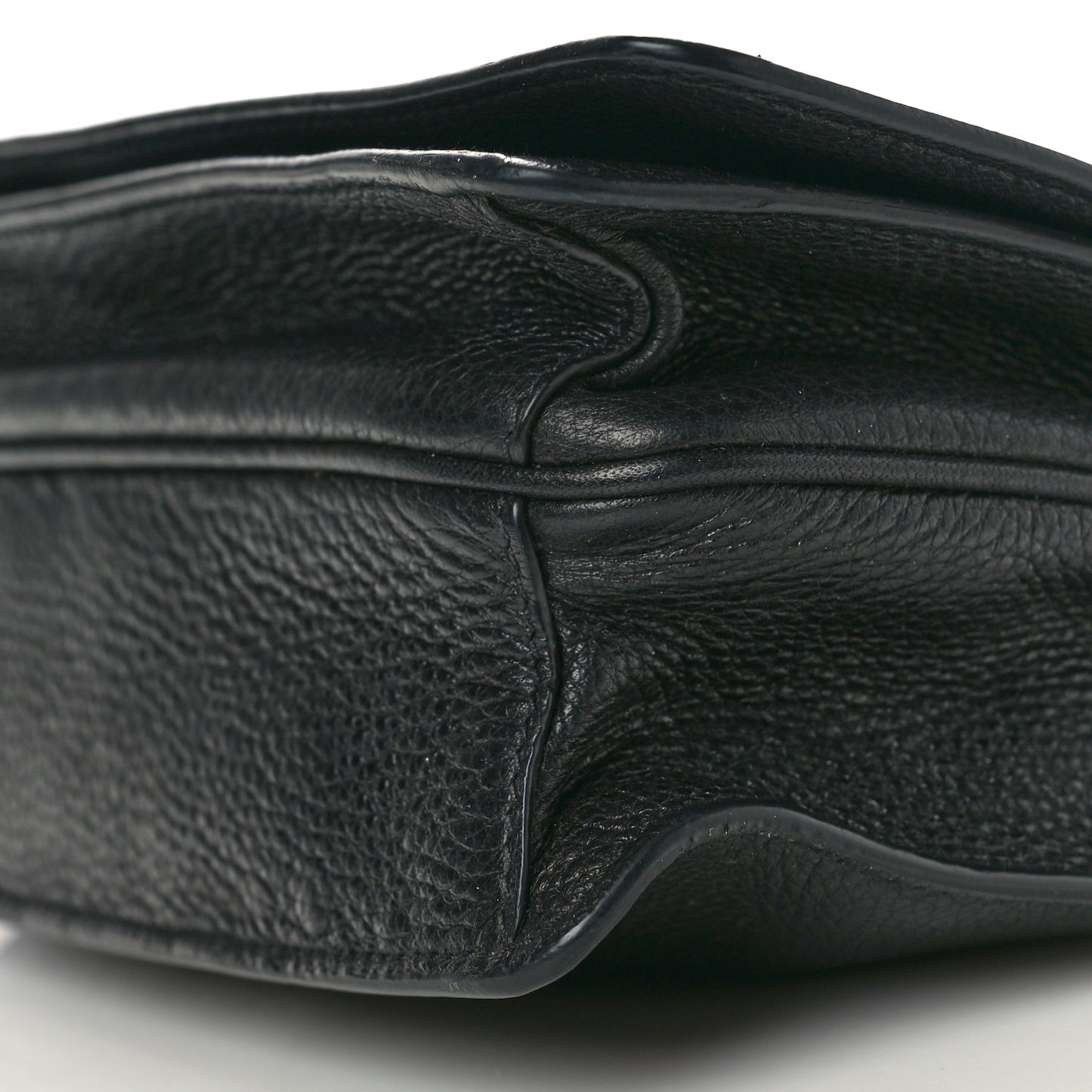 Vitello Daino Double Strap Flap Crossbody Black