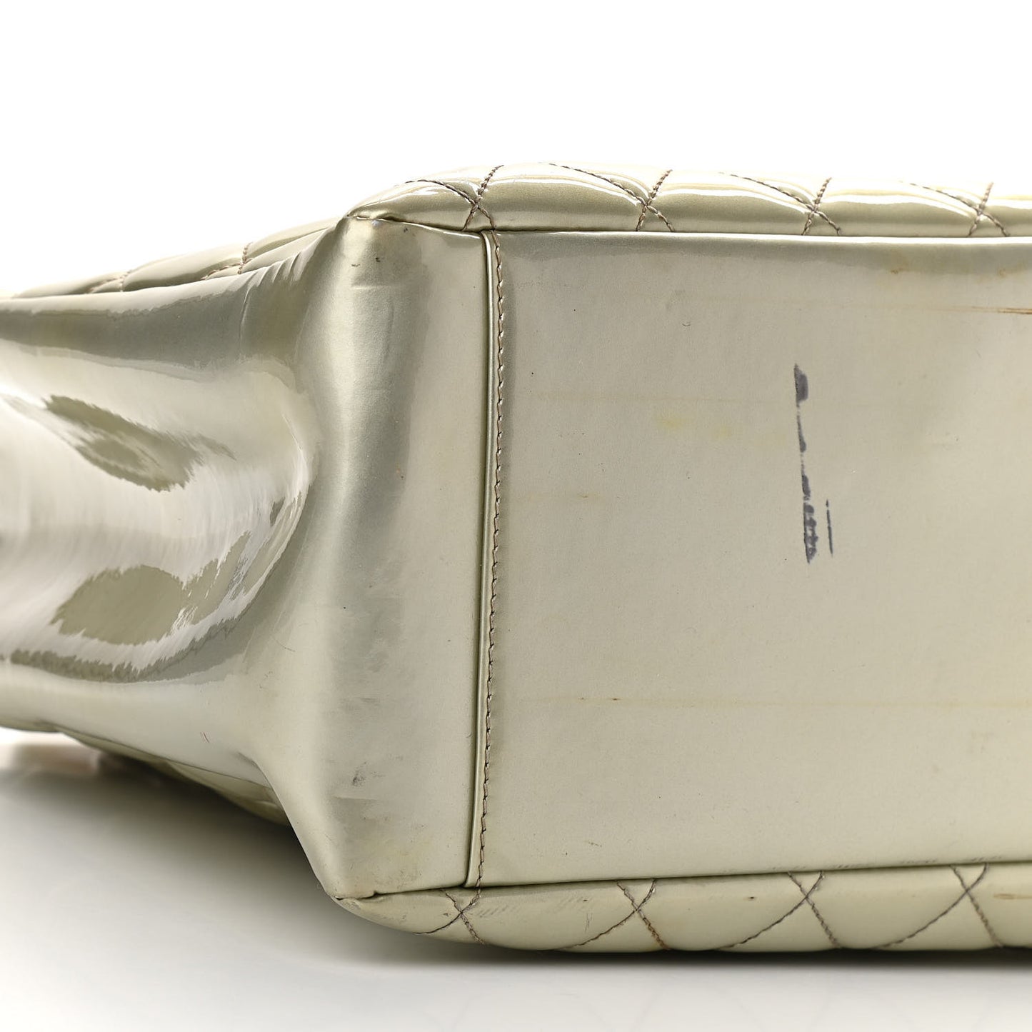 Patent Quilted Grand Shopping Tote GST Silver Gold