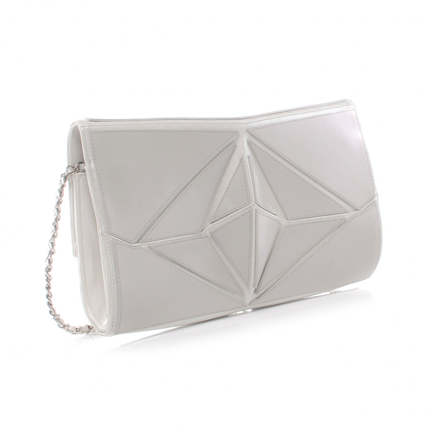 Chanel Iridescent Leather Midnight Swim Clutch Bag White 3 of 7