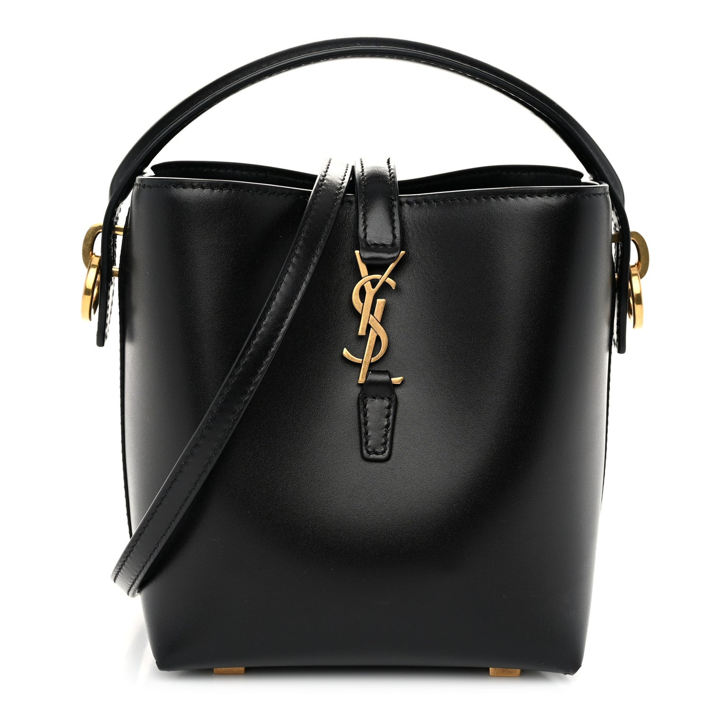 Shiny Calfskin Le 37 Mini Bucket Bag Black