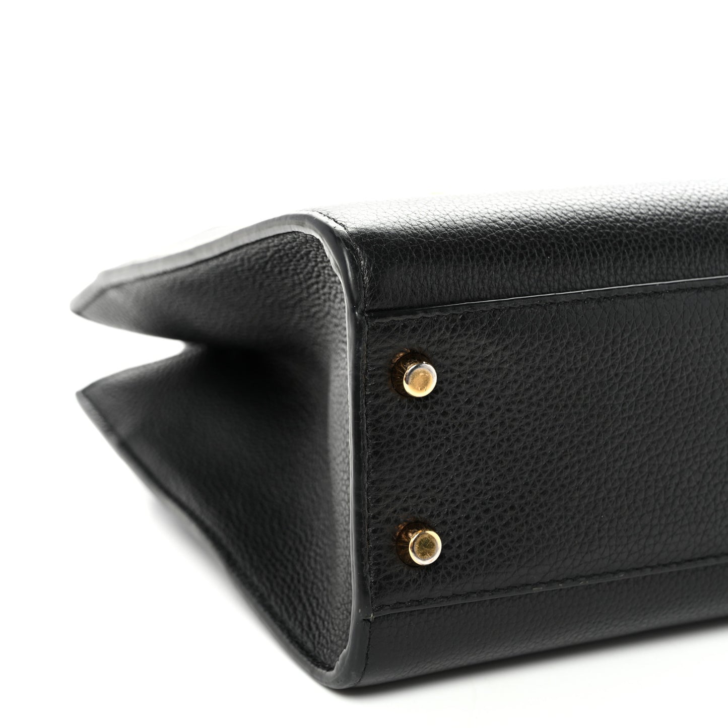 Grainy Calfskin Virtus Top Handle Tote Black
