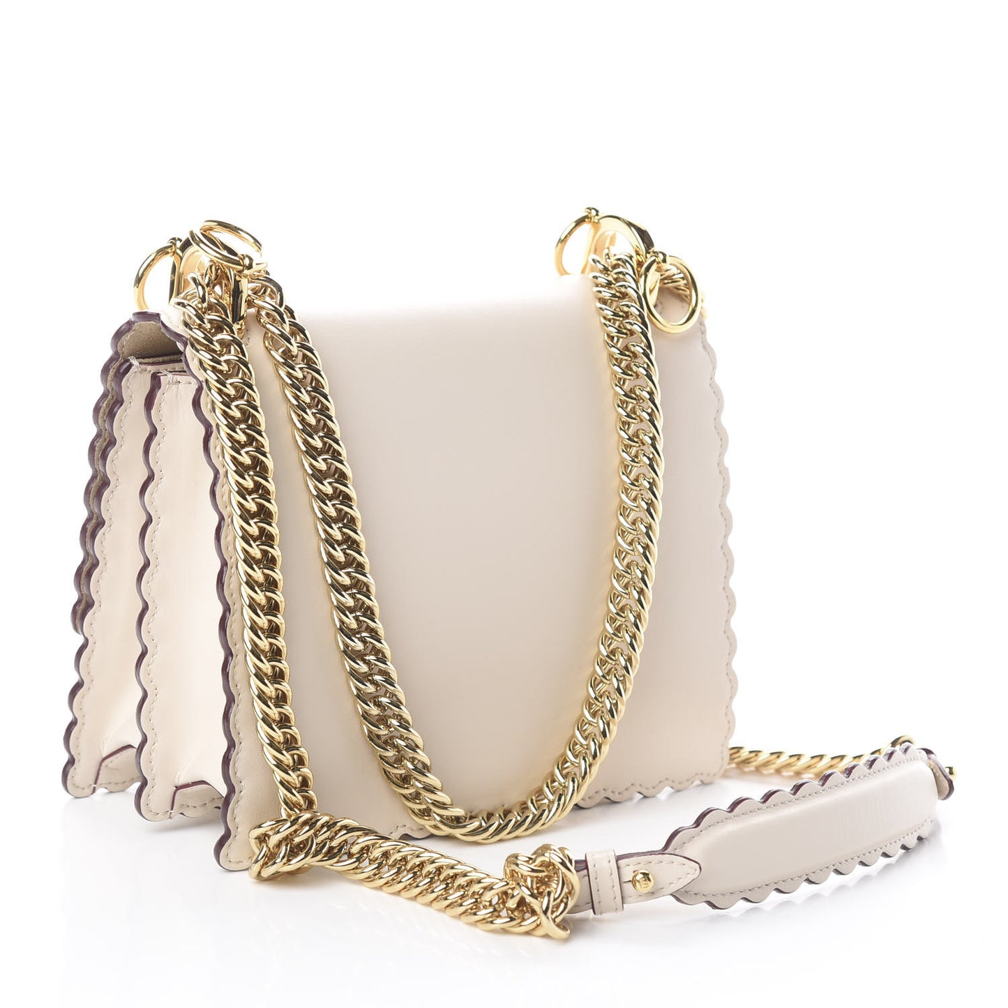 Vitello Liberty Scalloped Studded Small Kan I Shoulder Bag Camelia