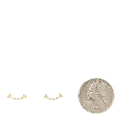 Tiffany 18K Yellow Gold Diamond T Smile Earrings 2 of 5