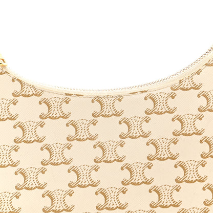 Celine Canvas Calfskin Ava Triomphe Shoulder Bag White 8 of 11