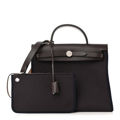 Hermes Military Toile Vache Hunter Herbag Zip PM 31 Prune Noir Marine 1 of 14