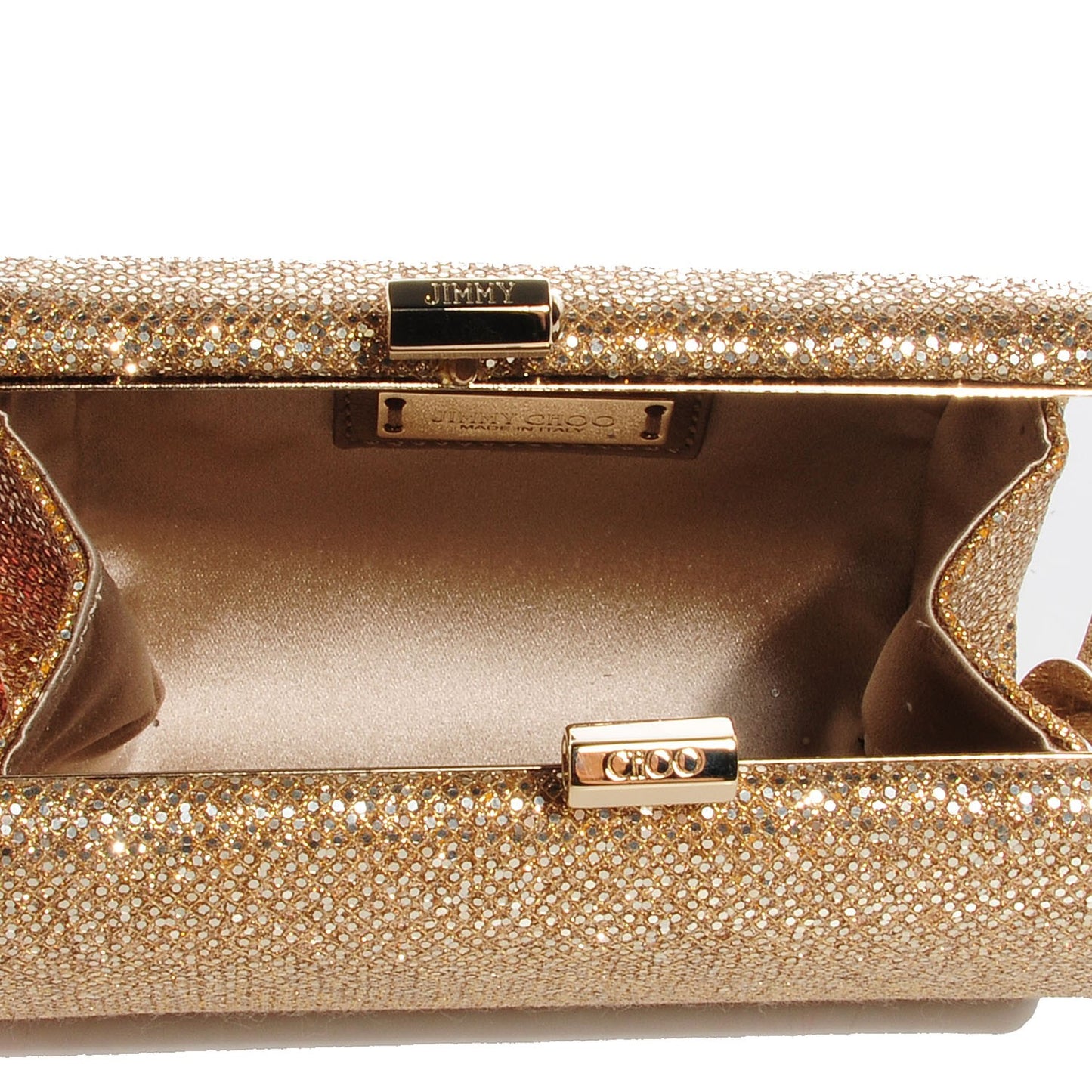 Glitter Fabric Mini Tube Clutch Gold