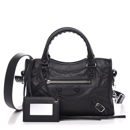 Balenciaga Matte Goatskin Rubber Covered Classic Hardware Mini City Black 1 of 11