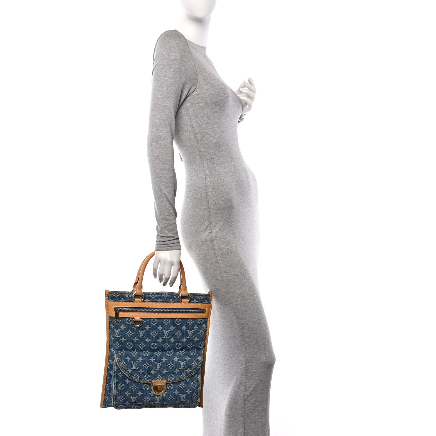 Louis Vuitton Monogram Denim Sac Plat Blue 3 of 12