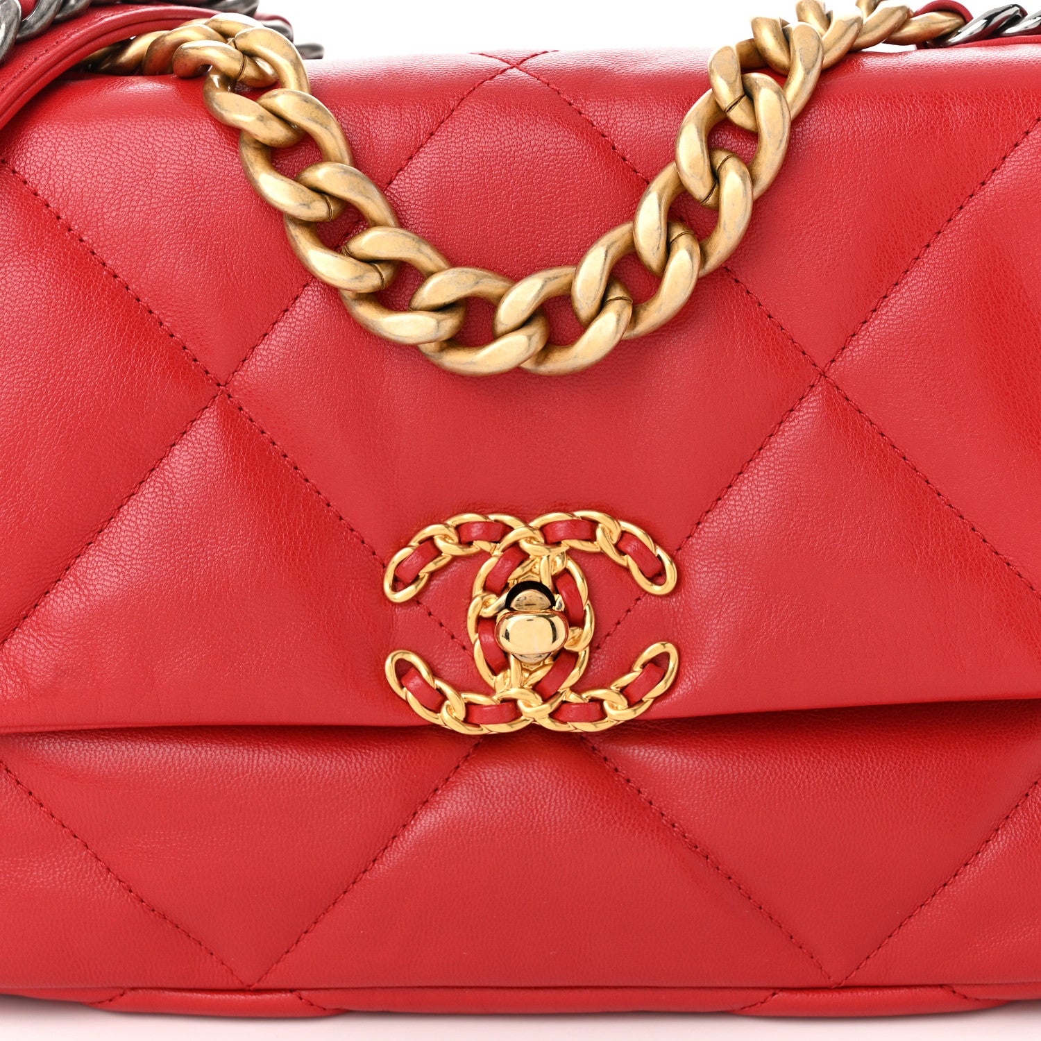 Chanel Goatskin Quilted Medium Chanel 19 Flap Red 8 of 11