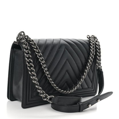 Chanel Lambskin Chevron Quilted New Medium Boy Flap Black 2 of 10