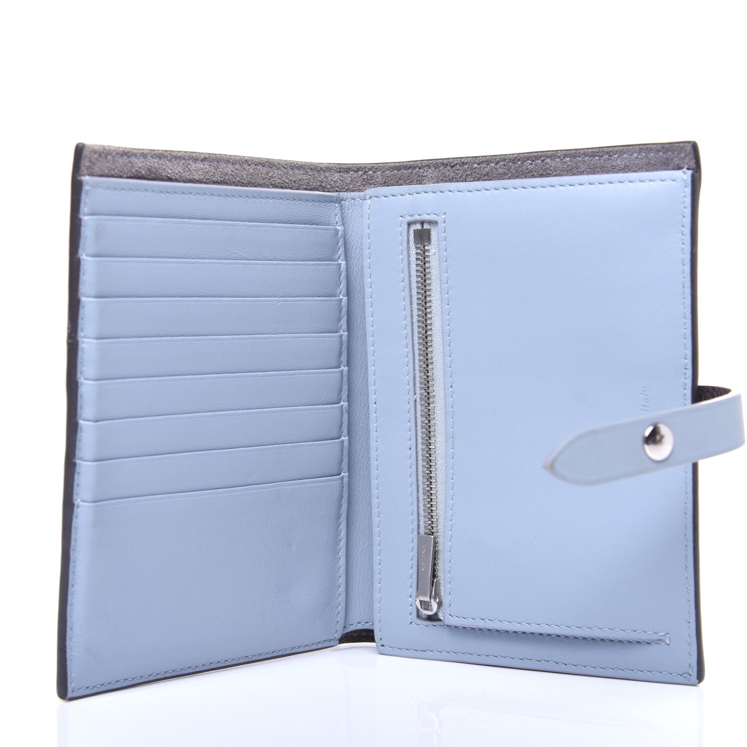 Celine Grained Calfskin Medium Multifunction Strap Wallet Grey Blue 5 of 11