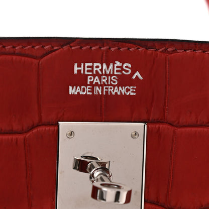 Hermes Matte Porosus Crocodile Birkin 40 Rouge H 6 of 10