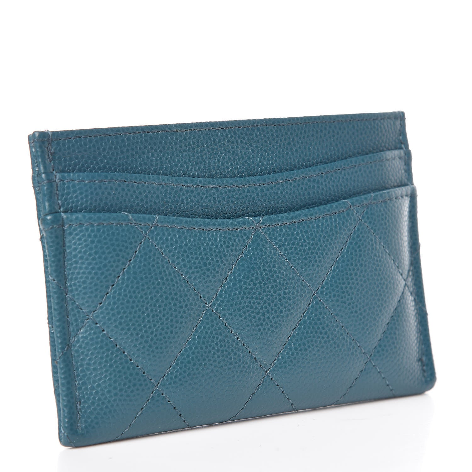 Chanel Caviar Quilted Card Holder Dark Turquoise 3 of 9