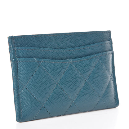 Chanel Caviar Quilted Card Holder Dark Turquoise 3 of 9