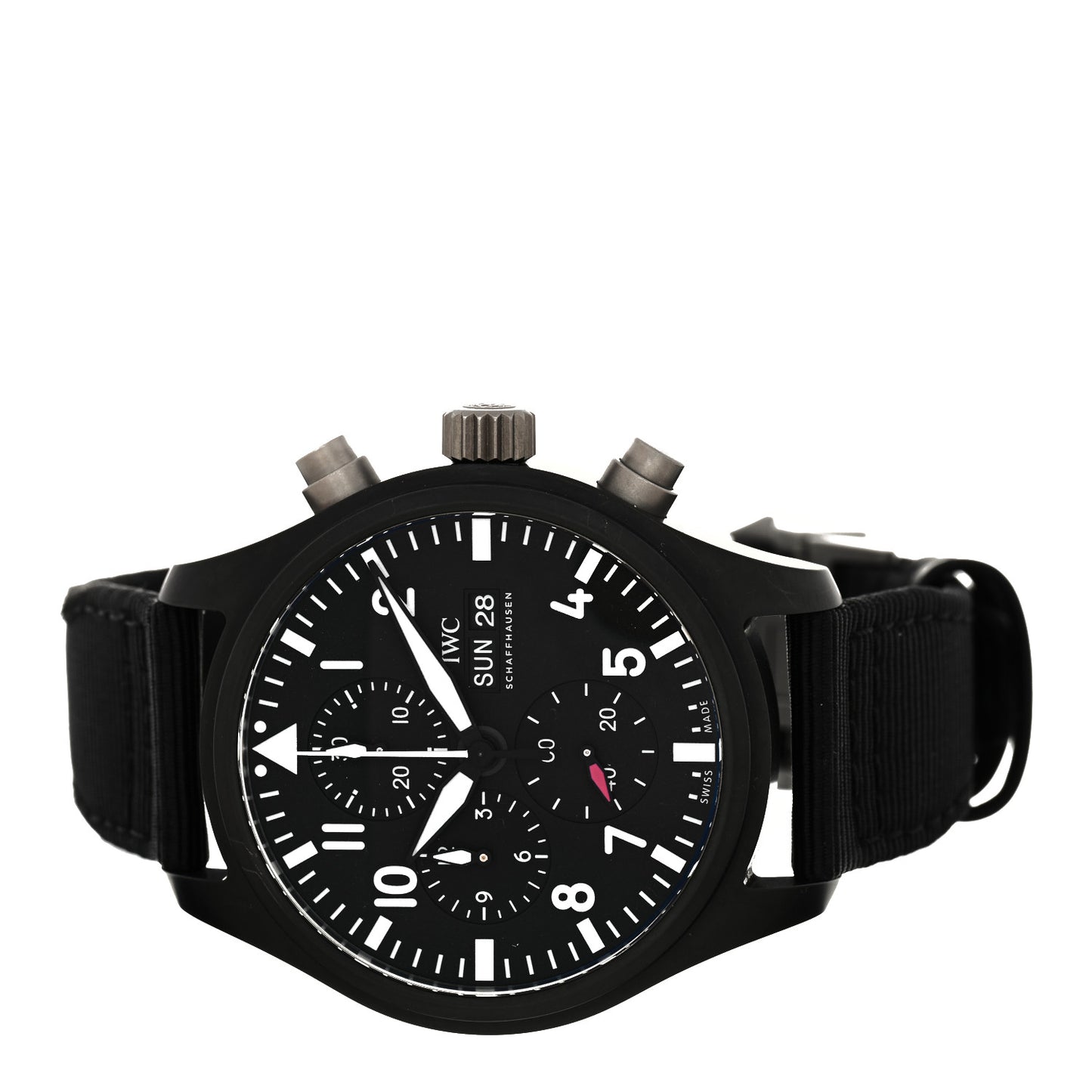 Ceramic Titanium Fabric 44mm Pilot Top Gun Chronograph Automatic Watch Black IW389101