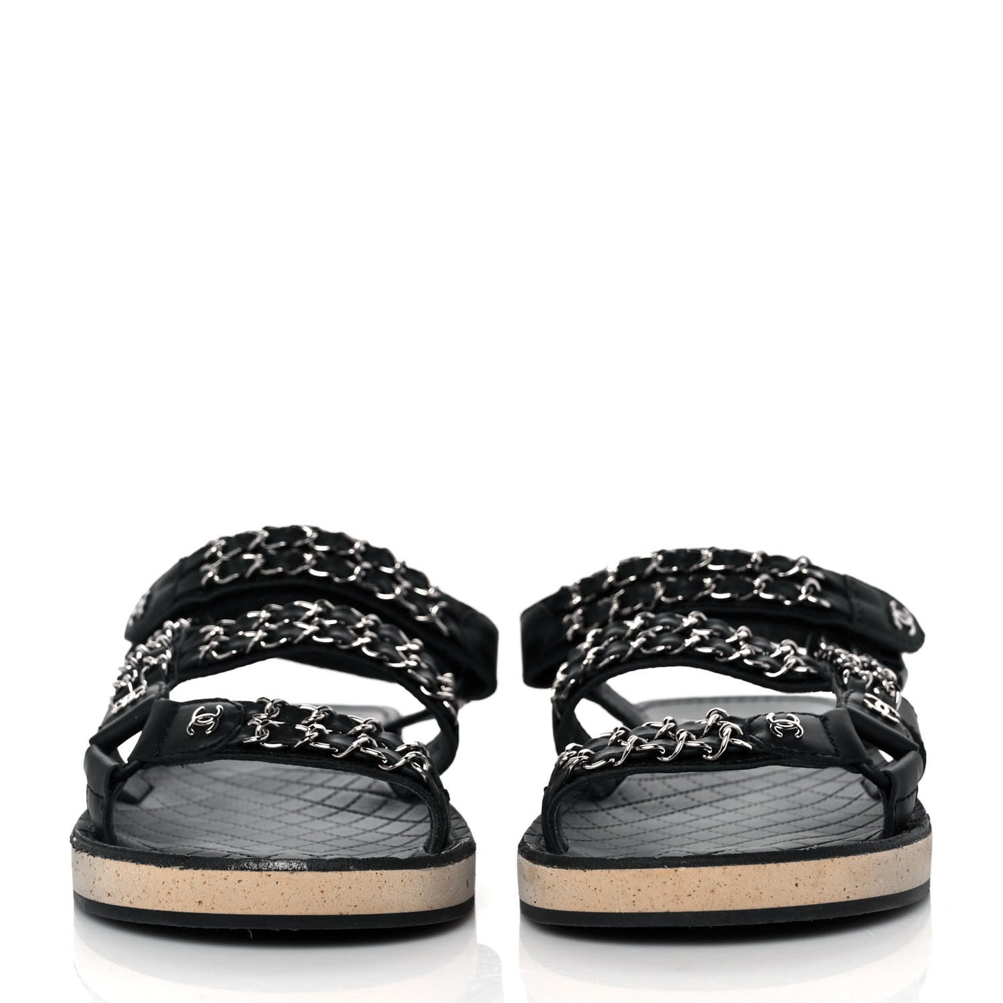 Lambskin Chain Sandals 40 Black