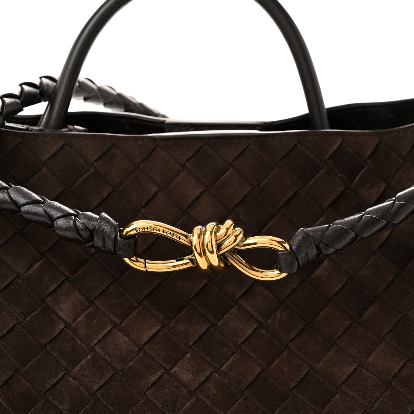 Suede Intrecciato Medium Andiamo Shoulder Bag Fondant
