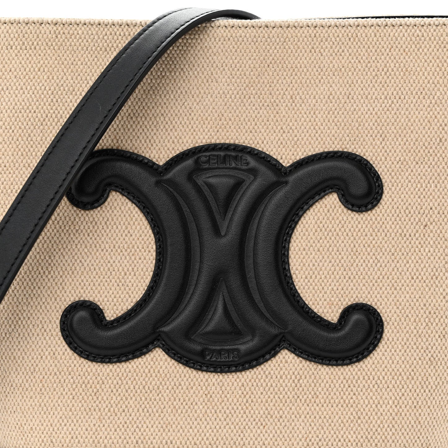 Canvas Calfskin Triomphe Small Bucket Bag Vanilla Black