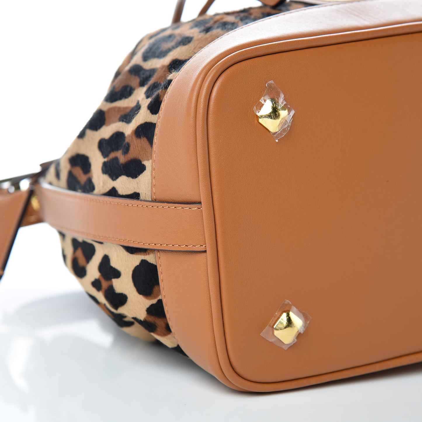 Calf Hair Calfskin Small Drawstring Bucket Bag Leopard